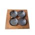 Copper Stainless Steel Condiment Set of 4 Bowls With Square Wooden Base