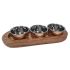 Copper Stainless Steel Condiment Set of 3 Bowls With Wooden Base