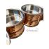 Stainless Steel Copper Hammered Traditional Indian 6 Thali Bowl Tray Set 34cm